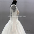 v neck backless lace bridal Long Sleeve Wedding Dress with lace